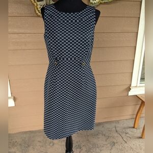Tahari Elegant Black and White Patterned Dress